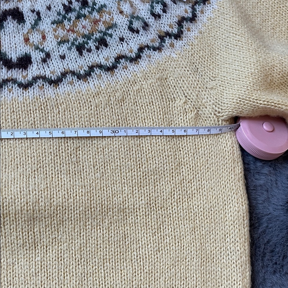 CELINE Yellow Fair Isle Yoke Wool Sweater - Picture 6 of 7
